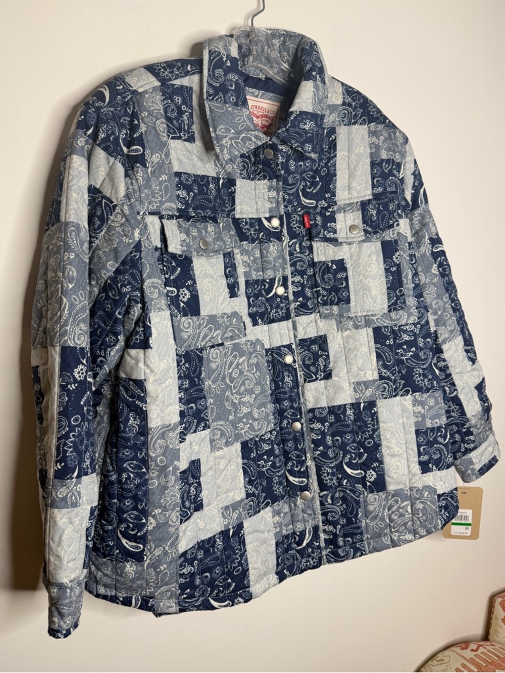 NWT Levi's Womens Paisley bandana Diamond Quilted jacket size large MSRP $140 - Picture 7 of 16